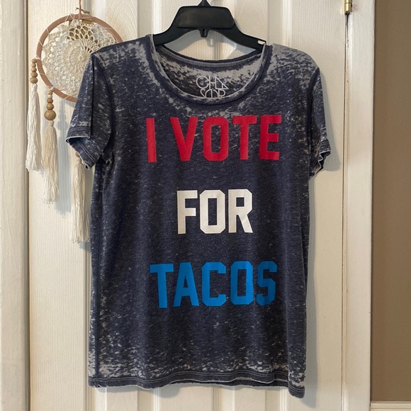 Chaser grey burnout I vote for tacos crew neck t shirt - Picture 3 of 8